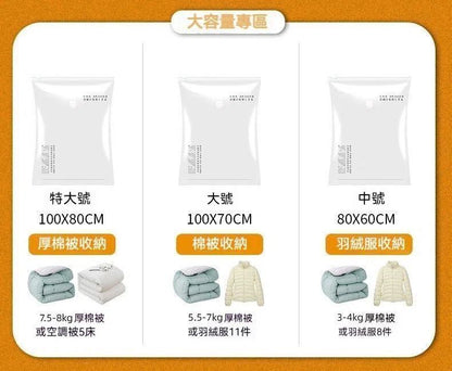 真空收納袋40x60cm 真空壓縮袋 透明衣物棉被羽絨服專用壓縮袋 省空間 家用收納袋 旅行用品 戶外收納-超小號60*40cm- View 6-ManyMart 萬嚟買