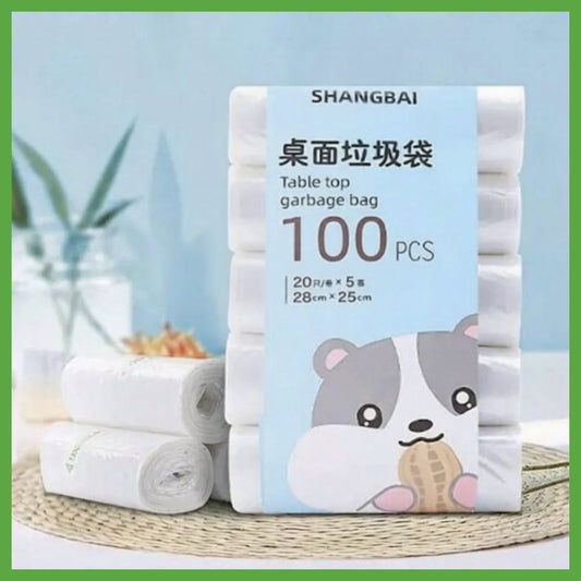 桌面平口垃圾 斷點小型垃圾袋 小號垃圾袋 一次性塑料袋 家用迷你垃圾袋 即棄品 貓砂貓屎垃圾袋 寵物垃圾袋 約28*25cm- View 1-ManyMart 萬嚟買