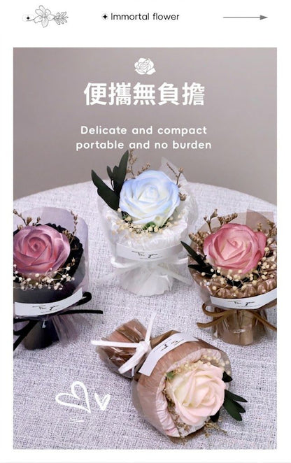 不怕凋謝！迷你香皂玫瑰花束 ｜收藏用永生花 不凋花｜母親節／告白婚禮／情人節七夕／紀念日／聖誕節平安夜／畢業禮物／生日送禮 女朋友浪漫驚喜｜家居裝飾擺設 乾花乾燥花 裝飾擺件 肥皂花 拍照道具（黑紅色- View 5-ManyMart 萬嚟買