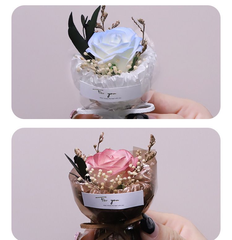 不怕凋謝！迷你香皂玫瑰花束 ｜收藏用永生花 不凋花｜母親節／告白婚禮／情人節七夕／紀念日／聖誕節平安夜／畢業禮物／生日送禮 女朋友浪漫驚喜｜家居裝飾擺設 乾花乾燥花 裝飾擺件 肥皂花 拍照道具（黑紅色- View 7-ManyMart 萬嚟買
