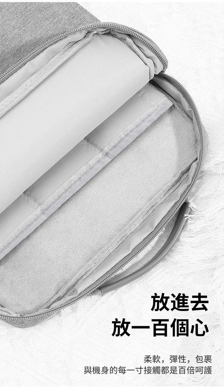 極致防摔！13吋手提平板電腦包（＋肩帶）輕便防水 超大容量 分層收納 防震內膽｜牛津布斜挎包 單肩筆電包 公事包 MacBook／iPad Pro 12.9／三星平板袋 學生上班族用 斜揹袋 多用途袋- View 7-ManyMart 萬嚟買