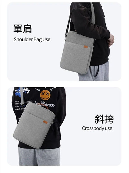 極致防摔！13吋手提平板電腦包（＋肩帶）輕便防水 超大容量 分層收納 防震內膽｜牛津布斜挎包 單肩筆電包 公事包 MacBook／iPad Pro 12.9／三星平板袋 學生上班族用 斜揹袋 多用途袋- View 10-ManyMart 萬嚟買
