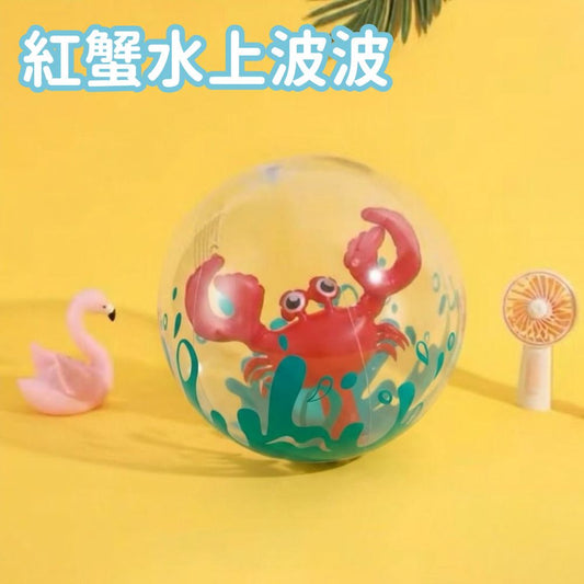 【夏日熱賣】紅蟹水上波波（40cm）｜全透明吹氣沙灘排球 游水/沙灘/船P水上玩具 IG打卡必備- View 1-ManyMart 萬嚟買