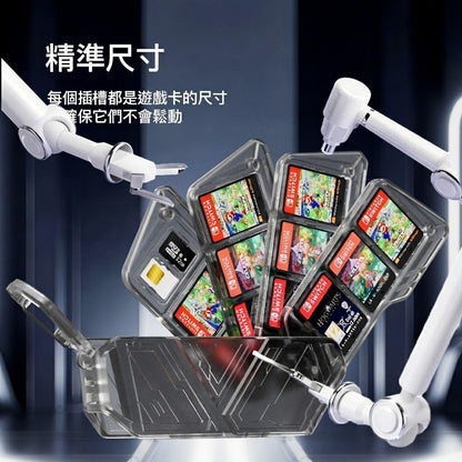 附MicroSD卡槽！Switch 遊戲卡收藏盒｜NS1／2／OLED／Lite 通用 防水防塵防刮 便攜易收納｜任天堂遊戲片保護盒 卡帶盒 旅行旅遊外出用遊戲儲存盒 12卡槽 硬殼卡盒 配件（透明）- View 3-ManyMart 萬嚟買