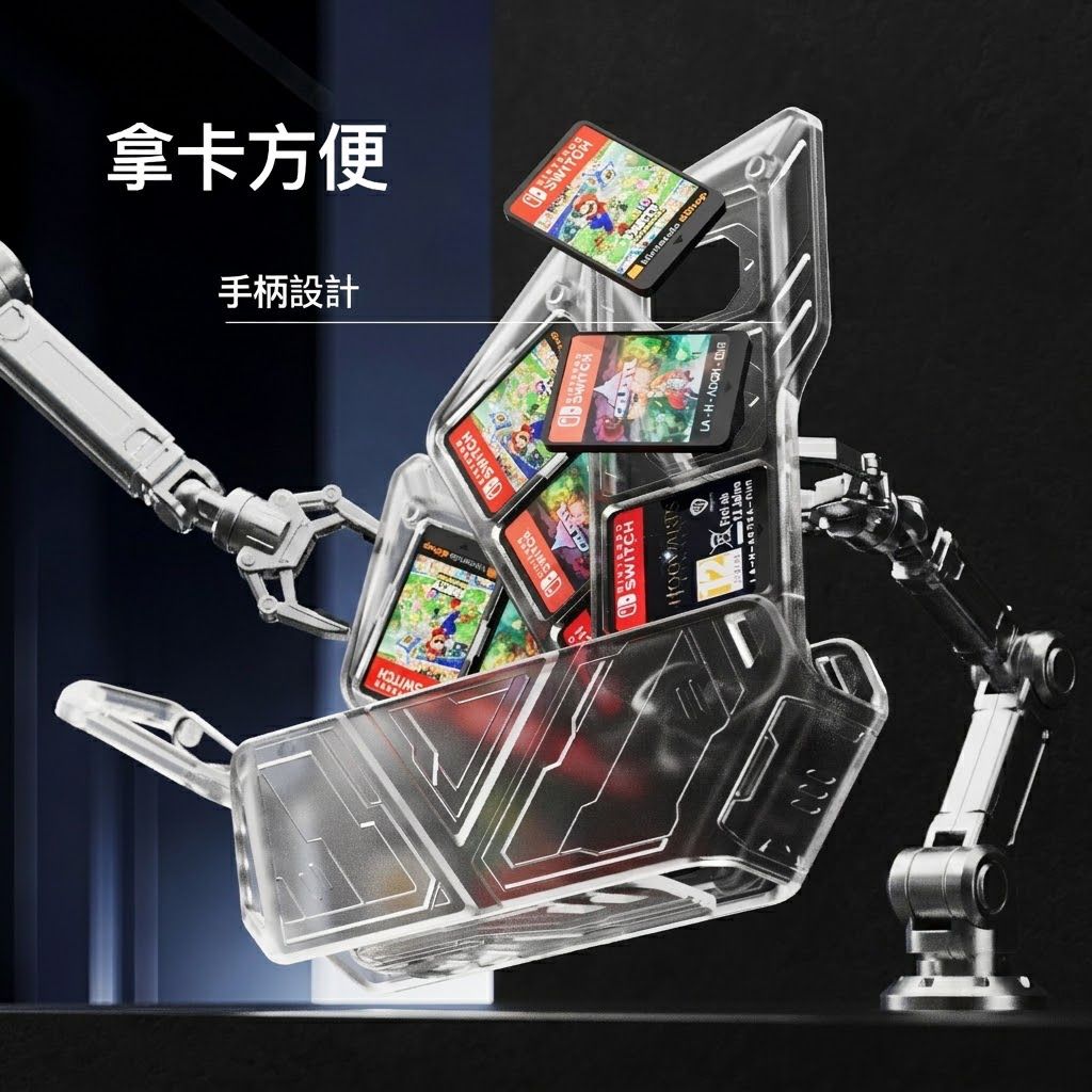 附MicroSD卡槽！Switch 遊戲卡收藏盒｜NS1／2／OLED／Lite 通用 防水防塵防刮 便攜易收納｜任天堂遊戲片保護盒 卡帶盒 旅行旅遊外出用遊戲儲存盒 12卡槽 硬殼卡盒 配件（透明）- View 4-ManyMart 萬嚟買