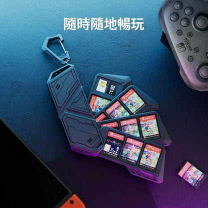 附MicroSD卡槽！Switch 遊戲卡收藏盒｜NS1／2／OLED／Lite 通用 防水防塵防刮 便攜易收納｜任天堂遊戲片保護盒 卡帶盒 旅行旅遊外出用遊戲儲存盒 12卡槽 硬殼卡盒 配件（透明）- View 7-ManyMart 萬嚟買