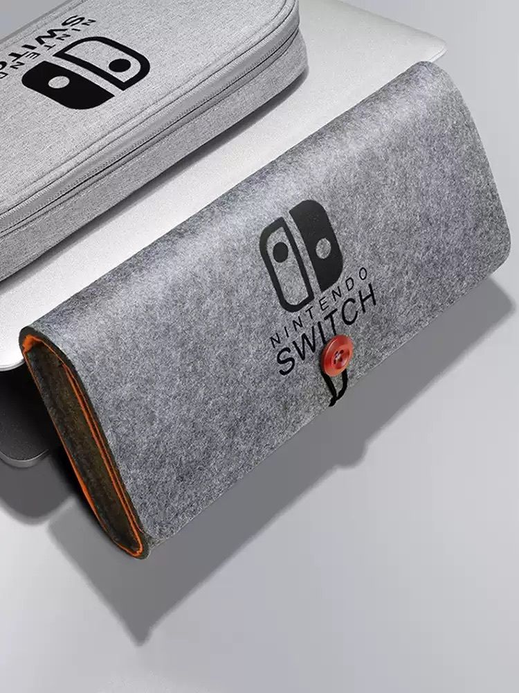 Switch 2 專用！毛氈防護收納包｜防刮防水 防震抗壓 附遊戲卡帶收納卡槽｜任天堂NS2 軟殼保護包 Nintendo主機手拿包 遊戲機配件 旅行旅遊隨身收納 保護套 收納袋（灰色款）- View 6-ManyMart 萬嚟買