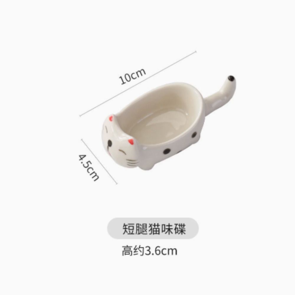 （短腿貓）貓咪造型豉油碟 可愛貓咪調味碟 家用陶瓷蘸料碟 創意貓咪調料碟/筷子架 可愛貓咪味碟- View 8-ManyMart 萬嚟買