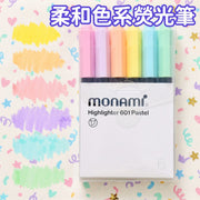 【6支 柔和色熒光筆】韓國 Monami 601 柔和粉彩色 螢光筆 6色裝 | Highlighter 標記筆 劃線筆