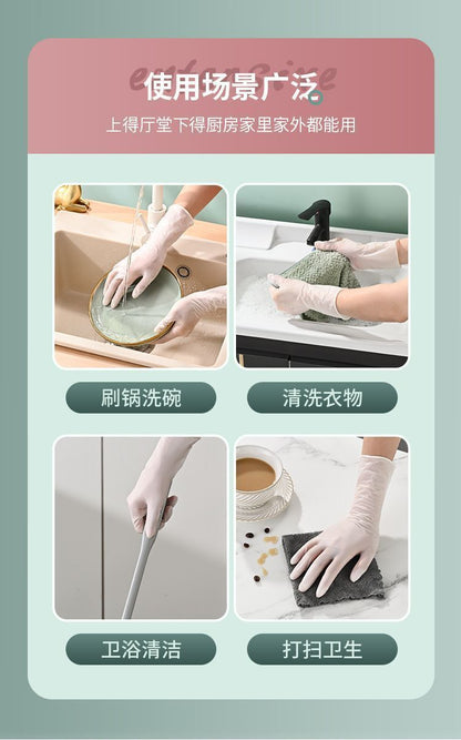 S碼 （ 50只裝 ）一次性洗碗手套 女家務清潔 廚房耐用食品級 加長丁腈家用 防水薄貼手 /即棄手套/廚房 洗碗廚房必備 食物手套 清潔手套 厨房手套 煮食手套- View 3-ManyMart 萬嚟買