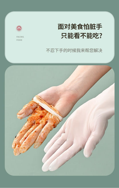 S碼 （ 50只裝 ）一次性洗碗手套 女家務清潔 廚房耐用食品級 加長丁腈家用 防水薄貼手 /即棄手套/廚房 洗碗廚房必備 食物手套 清潔手套 厨房手套 煮食手套- View 6-ManyMart 萬嚟買