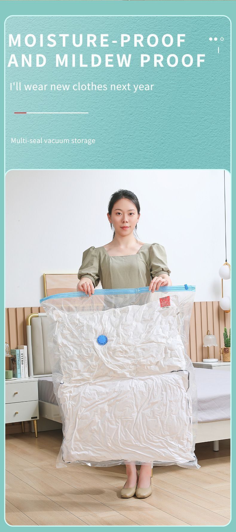 （五個裝50*60cm）換季熱賣 - 透明真空壓縮袋 換季收納袋 衣服被子收納袋 雪花蓋爆拉鍊- View 3-ManyMart 萬嚟買