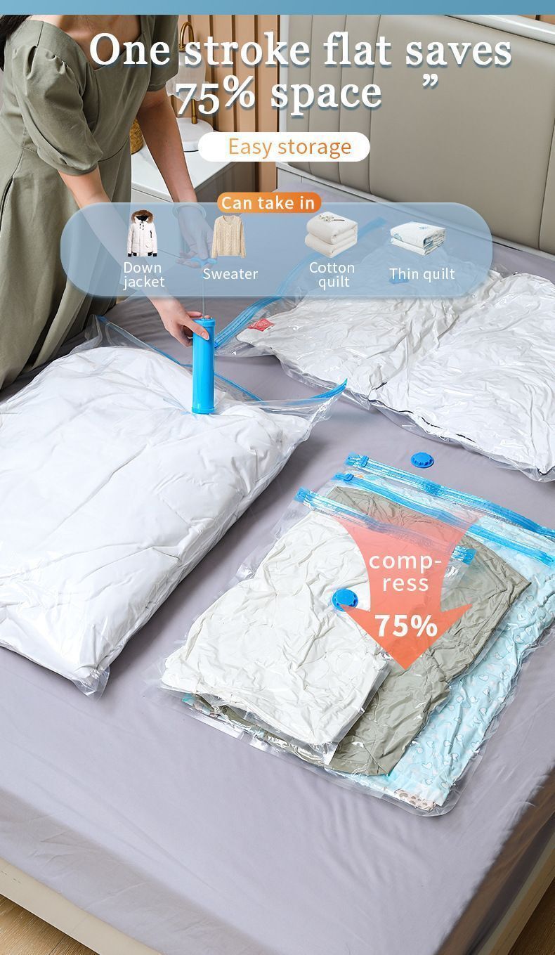 （五個裝50*60cm）換季熱賣 - 透明真空壓縮袋 換季收納袋 衣服被子收納袋 雪花蓋爆拉鍊- View 10-ManyMart 萬嚟買
