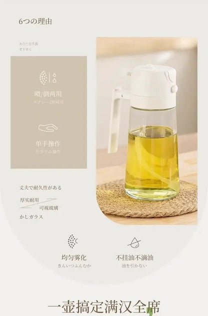 （白色）倒油 噴油 兩用噴油壺 噴油瓶 氣炸鍋噴油瓶 噴霧油罐 噴霧油瓶 氣壓式噴油瓶 燒烤噴油瓶 可噴 可倒油樽(约460ml)- View 2-ManyMart 萬嚟買