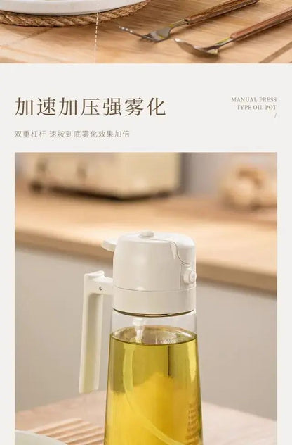 （白色）倒油 噴油 兩用噴油壺 噴油瓶 氣炸鍋噴油瓶 噴霧油罐 噴霧油瓶 氣壓式噴油瓶 燒烤噴油瓶 可噴 可倒油樽(约460ml)- View 6-ManyMart 萬嚟買