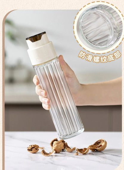 (白色-500ml) 創意輕奢自動開合玻璃油壺-橄欖油瓶-鼓油瓶-料酒瓶-白醋瓶- View 4-ManyMart 萬嚟買