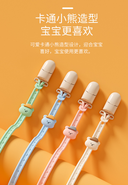 帽子熊款帶夾矽膠奶嘴鏈【隨機顏色】- 幼兒牙膠玩具|防丟帶 |寶寶防掉繩|奶嘴防掉工具- View 4-ManyMart 萬嚟買