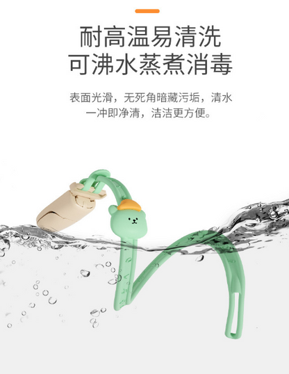 帽子熊款帶夾矽膠奶嘴鏈【隨機顏色】- 幼兒牙膠玩具|防丟帶 |寶寶防掉繩|奶嘴防掉工具- View 6-ManyMart 萬嚟買