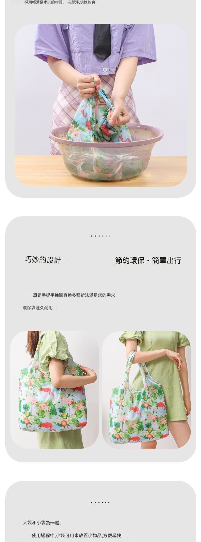 (寶藍貓)可折疊購物袋便攜輕薄時尚 手提超市環保袋買菜包- View 3-ManyMart 萬嚟買