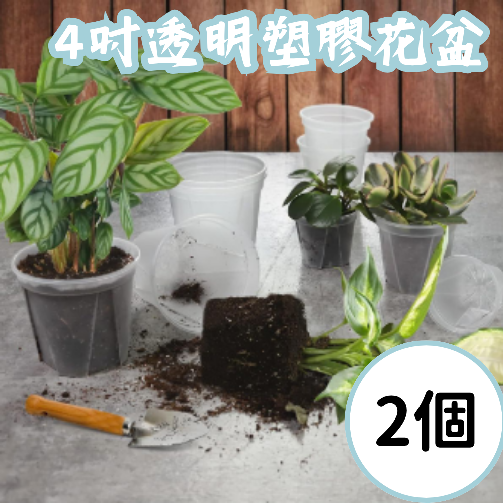 （4吋2個裝）透明塑膠花盆附底托含標籤 植物花盆 通用透氣排水,適用於室內植物、草藥、花卉和仙人掌- View 1-ManyMart 萬嚟買
