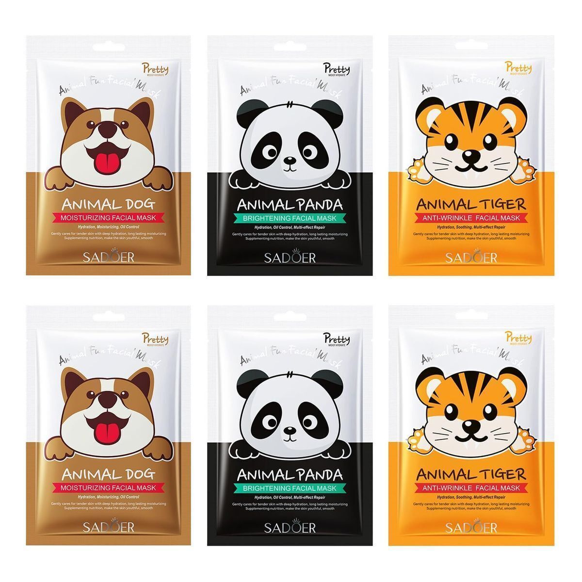 動物角色6片裝 適合膚質深層保濕水療面膜 密集保濕舒緩乾燥肌膚 打造水光透亮美肌- View 7-ManyMart 萬嚟買