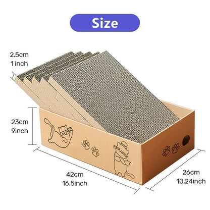 適用於室內貓的貓抓板紙板盒 5 包合 1，適用於室內貓和小貓的貓抓板紙板盒，大尺寸貓抓板，方便貓抓撓- View 10-ManyMart 萬嚟買