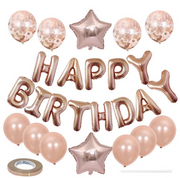 Party [25 Ball Rose Gold HB Star Set] Aluminum Film Birthday Balloon Set - Rose Gold
