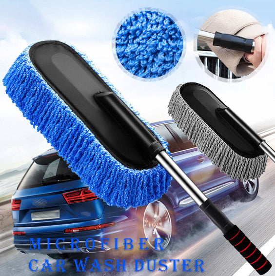 Blue telescopic nanofiber wax mop dust removal car duster car mop car brush car cleaning tools car supplies