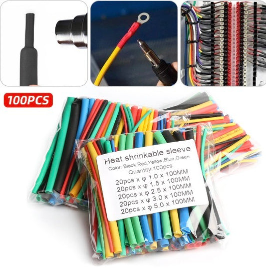 [100件套裝] 彩色熱縮管組合 家用電線熱縮中間管 電線膠布