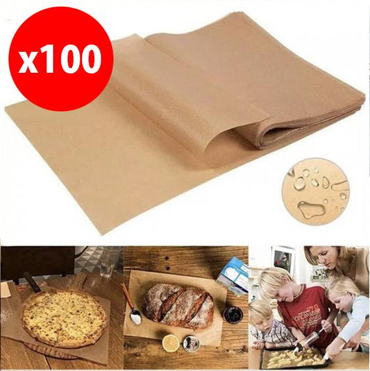 (100 sheets) Baking paper, oven paper 30cm x 20cm, household baking silicone paper that will not stick to the pot, air fryer pot mat, parchment paper, oil-coated on both sides, natural additive-free non-stick paper