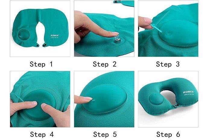 Suede portable inflatable neck pillow, a must-have for outdoor camping, press-automatic inflatable, multi-purpose, can be used as a back pillow and neck pillow