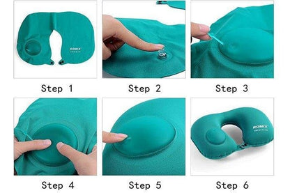 Suede portable inflatable neck pillow, a must-have for outdoor camping, press-automatic inflatable, multi-purpose, can be used as a back pillow and neck pillow