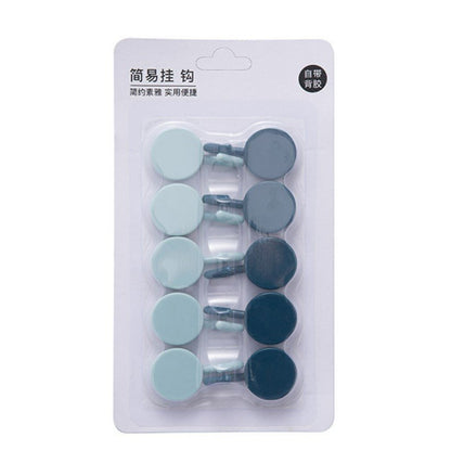 (10 pieces) Simple style Japanese style no-drilling wall traceless hook blue light blue