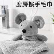 廚房擦手毛巾掛式可愛吸水家用衛生間創意兒童加厚珊瑚絨卡通方巾