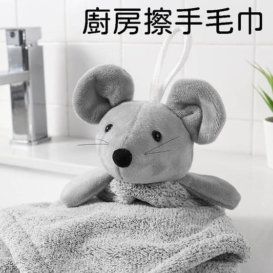 廚房擦手毛巾掛式可愛吸水家用衛生間創意兒童加厚珊瑚絨卡通方巾- View 1-ManyMart 萬嚟買
