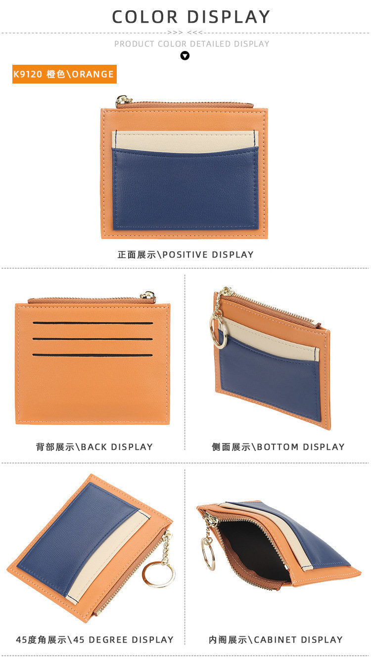 baellerry leather color splicing card holder coin key bag ultra-thin wallet pickup card holder Octopus credit card holder travel wallet loose wallet