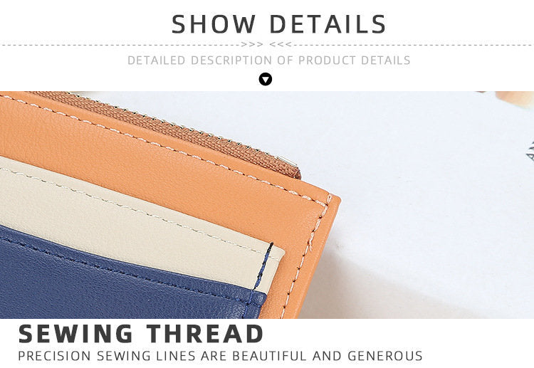 baellerry leather color splicing card holder coin key bag ultra-thin wallet pickup card holder Octopus credit card holder travel wallet loose wallet