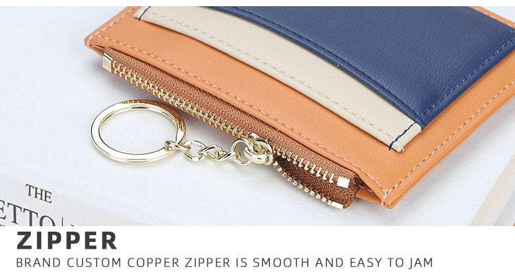 baellerry leather color splicing card holder coin key bag ultra-thin wallet pickup card holder Octopus credit card holder travel wallet loose wallet