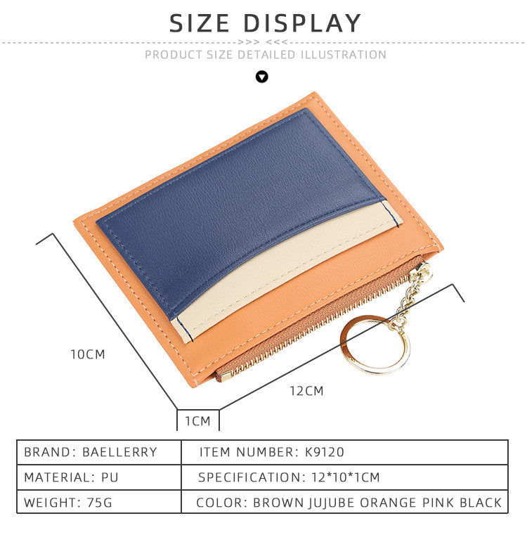 baellerry leather color splicing card holder coin key bag ultra-thin wallet pickup card holder Octopus credit card holder travel wallet loose wallet