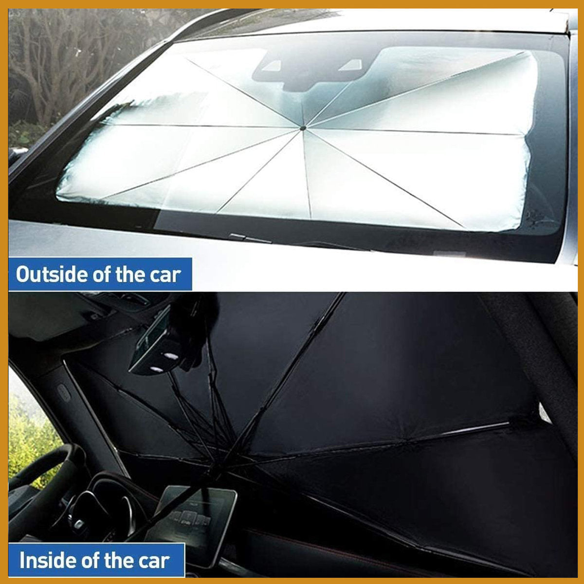 大碼 便攜汽車擋風玻璃 雨傘型太陽檔 遮太陽隔熱雨傘 車用太陽檔 145cm*79cm 太陽擋