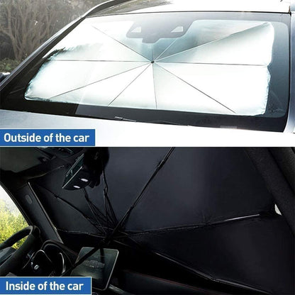 细码便携汽车挡风玻璃雨伞型太阳档遮太阳隔热雨伞车用太阳档125cm*65cm 太阳挡
