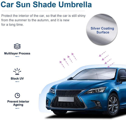 細碼 便攜汽車擋風玻璃 雨傘型太陽檔 遮太陽隔熱雨傘 車用太陽檔 125cm*65cm 太陽擋