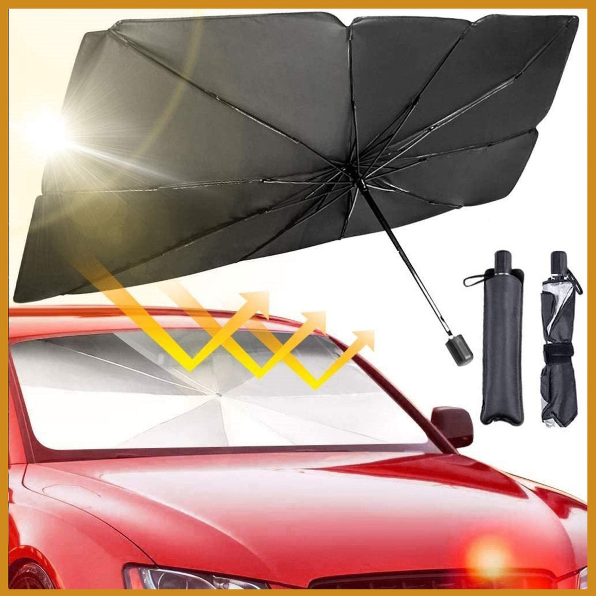 Fine code portable car windshield umbrella type sun shield sun protection umbrella car sun shield 125cm*65cm sun shield