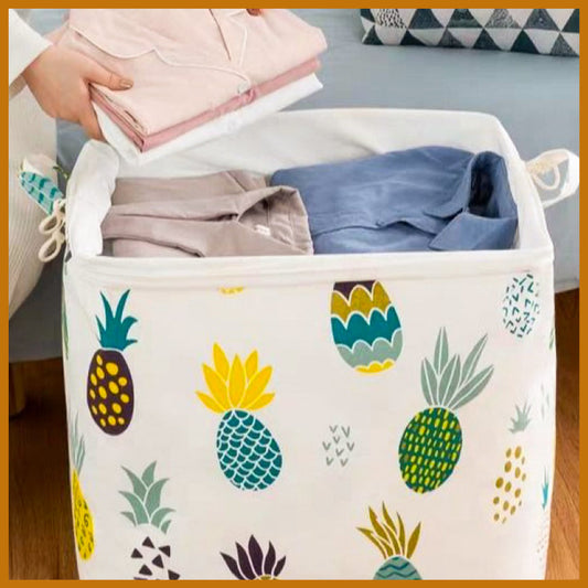 Large Foldable Clothes Storage Basket Dirty Clothes Basket - Pineapple 75L Dirty Clothes Basket Washing Machine Washing Clothes Bust Underwear