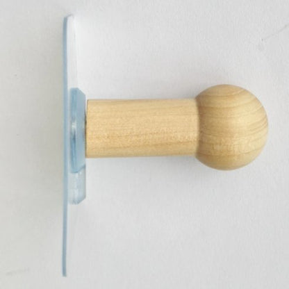 2x Nordic solid wood seamless hooks-log color long mushroom style