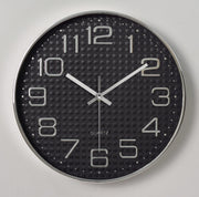 12-inch plastic wall clock 3D scale creative fashion living room three-dimensional digital scale wall clock - black background silver
