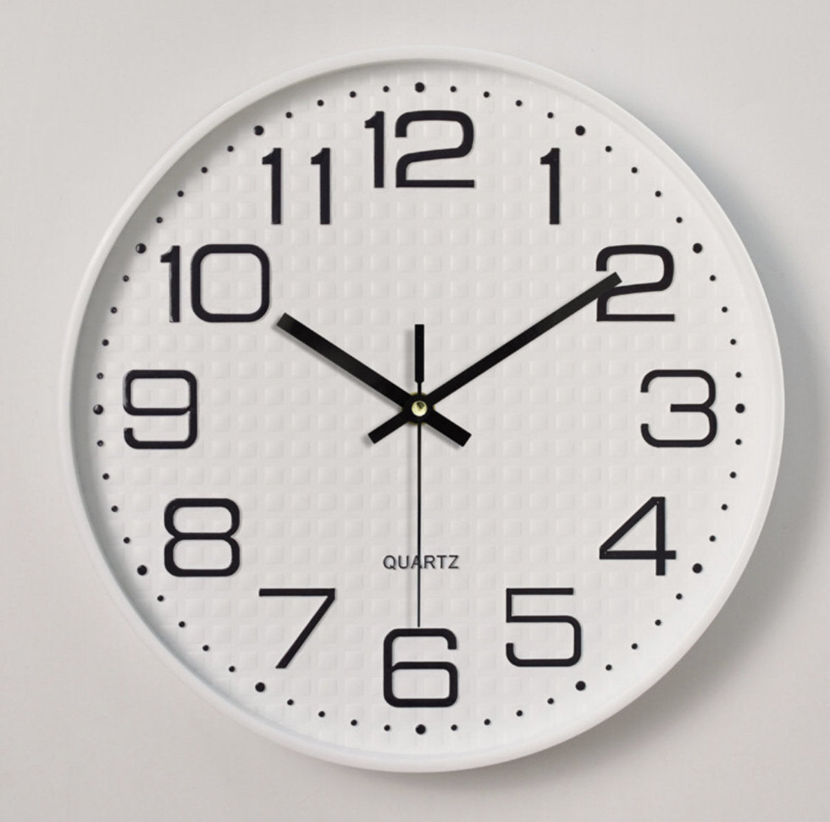 12英寸 塑料掛鐘3d刻度 創意時尚客廳立體數字刻度掛鐘-白色 電子鐘