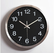 12 Inch Metal Stainless Steel Silent Wall Clock Fashion Living Room Wall Clock Fashion Living Room Digital Wall Clock Black