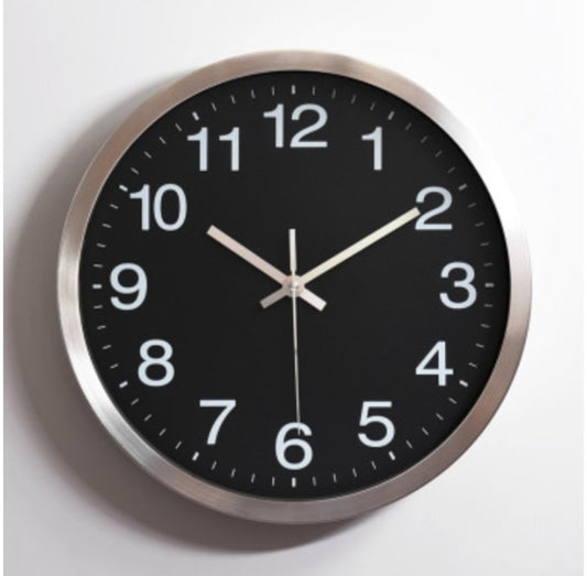 12-inch creative metal stainless steel silent wall clock fashionable living room wall clock fashionable living room digital wall clock black electronic clock