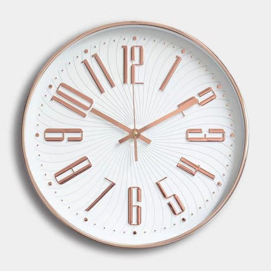 12-inch modern simple three-dimensional character personalized creative round wall clock silent wall clock fashionable living room wall clock fashionable living room wall clock rose gold electronic clock